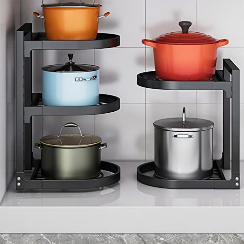 Suoyika Pot Pan Organizer Pots And Pans Organizer For Cabinet.3 Tiers Heavy-Duty Pot And Pan Rack For Kitchen Organization, Height Adjustable And Space Saving Pot Organizer(Black) #TOP1
