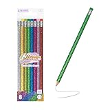 BAZIC Products Metallic Glitter Pencil w/Eraser, Latex Free Eraser, Unsharpened Rewards Glitter Pencil (8/Pack), 1-Pack