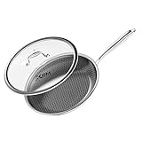 Composite Nonstick Stainless Steel Pan: Stainless steel frying pan with durable tri-ply design. The aluminum core ensures fast, even heat distribution with no hot spots. A ceramic-etched honeycomb nonstick surface allows for oil-free cooking and low-...