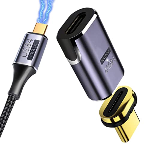 JINGLING Magnetischer Ladeadapter Typ C | Magnetischer USB-C-Adapter,140 W Aufladung 40 Gbit/s Datenübertragung 8K 120 Hz Video für Laptops und weitere Typ-C-Geräte Cover