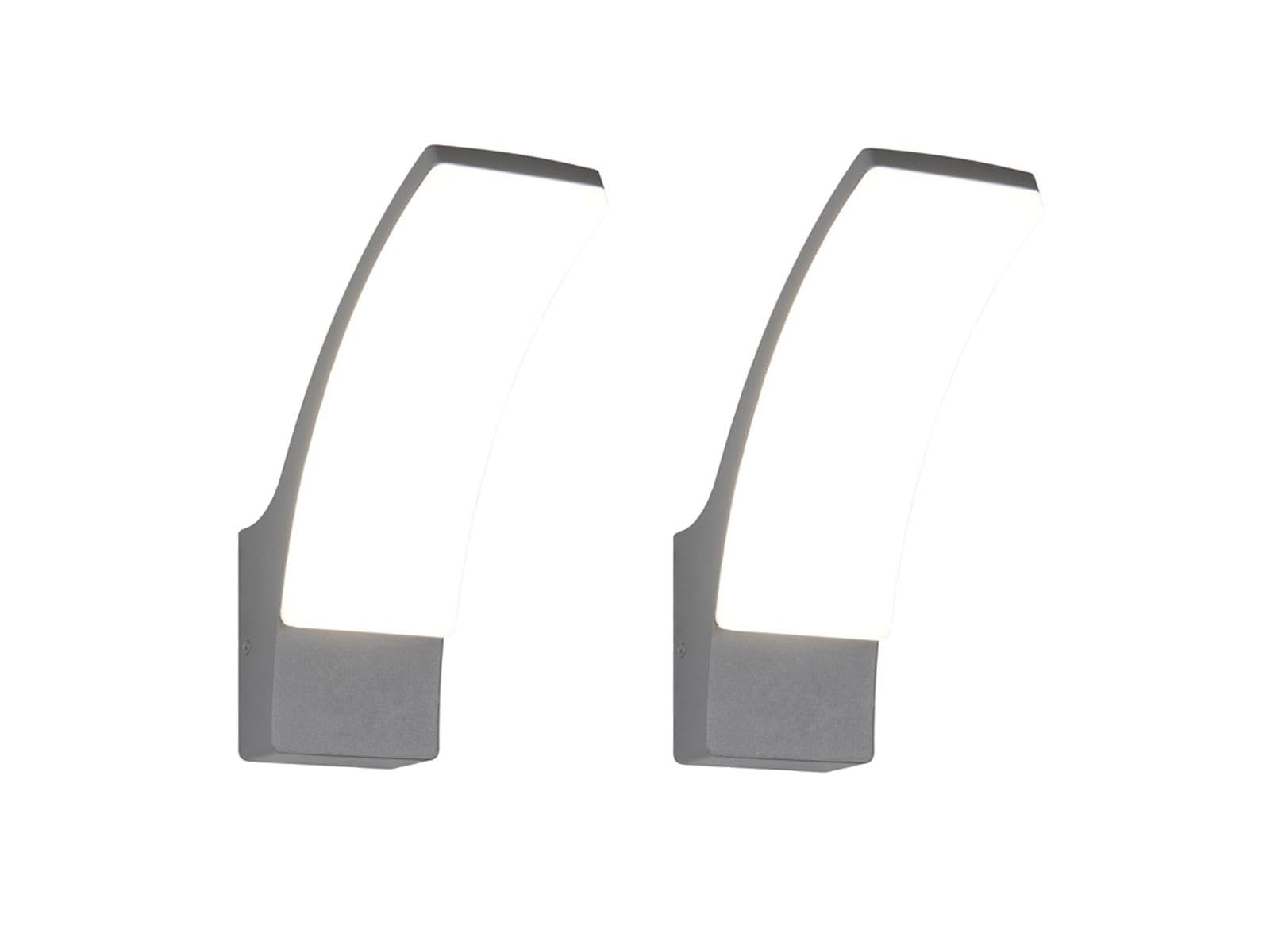 2er Set Außenwandleuchten aus Aluminium in Anthrazit, Höhe 22,5cm