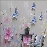 Embossed Flower Butterfly 3D Mural, 3D Simple White Mural Wallpaper, Wall Stickers Smooth and Grease