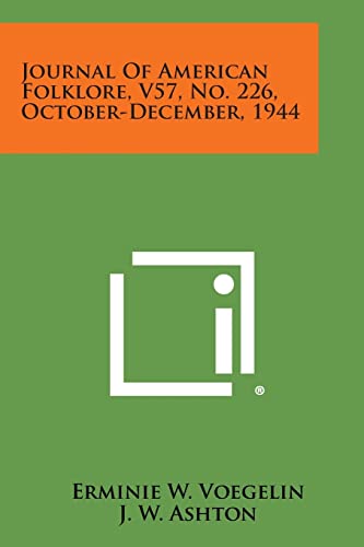 Journal of American Folklore, V57, No. 226, October-December, 1944