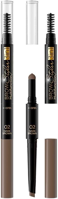 Eveline Cosmetics Brow Styler 3 In1 Multıfunctıon 02 Koyu Kahverengi Kaş Kalemi Dark Brown