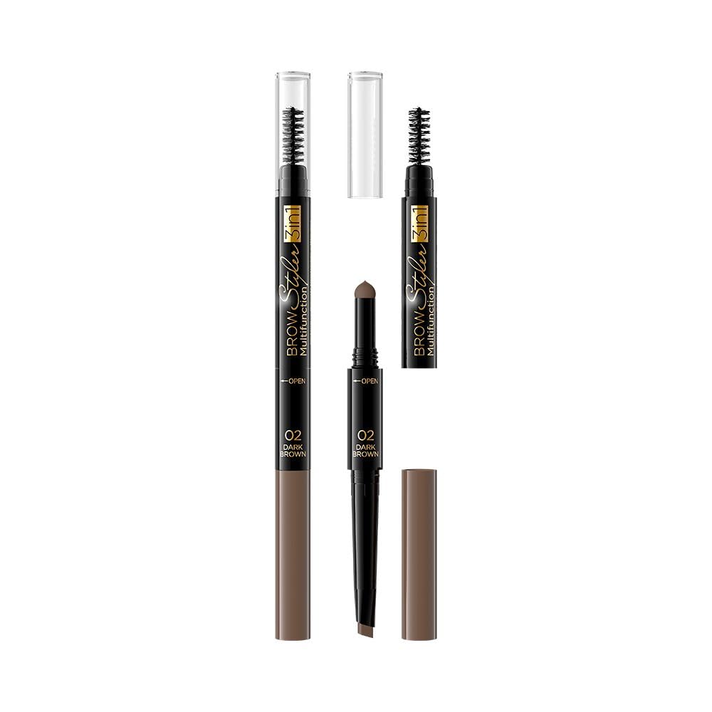 Eveline Cosmetics Kredka do brwi w sztyfcie z gąbeczką i szczoteczką 3w1