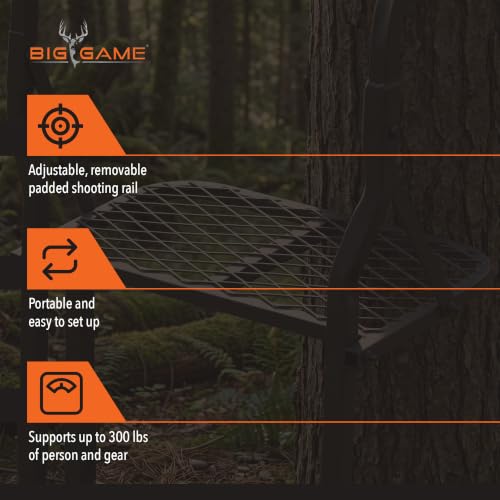 Image of BIG GAME Warrior Pro Ladder Whitetail Deer Elk Mule Above Hunting Outdoors Flex-Tek Seat 16' Tall 1-Person Tree Stand