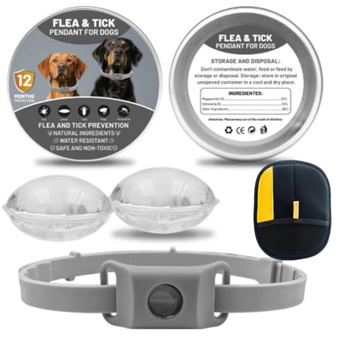 Generisch Natural Flea and Tick Collar for Dogs - Repellent Essential Oil Pendant with 2 Interchangeable Capsules, Adjustable, No Direct Skin Contact (9)