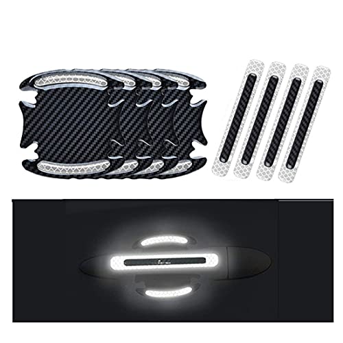 3D Car Reflective Sticker Door Handle Door Bowl Protection Guards Trim Stickers Universal Reflective Warning Anti Collision Scratches Protector (8Pcs Silver) #TOP1