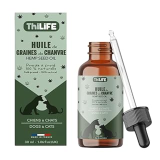 THILIFE Olio Vegetale Omega 3 6 9 Spremuto a Freddo per Cani e Gatti Adulti, Mangime Complementare, Flacone da 30 ml, Fonte di Vitamina E, Prodotto in Francia