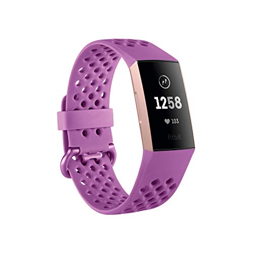 Fitbit Charge 3 Fitness Activity Tracker, Rose Gold/Berry, One Size (S & L Bands Included) (Renewed)