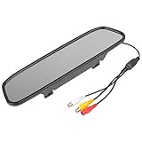 PONPY 4.3" TFT Color LCD Screen 2 Video Input Car Rear View Mirror Monitor Vehicle Parking in-Mirror