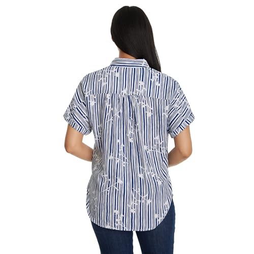 Image of Gloria Vanderbilt Women's Daisy Short Sleeve High-Low Button Down Shirt Standard