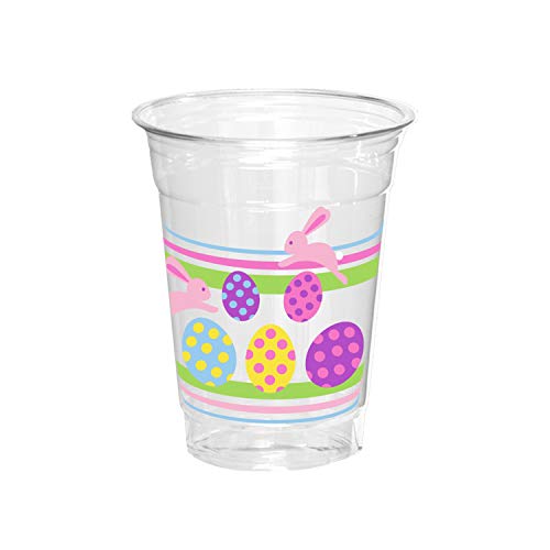 Party Essentials Soft Plastic Printed Party Cups, 16-Ounce, Easter, 60-Count