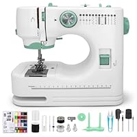 Machine à Coudre pour Débutants,Machine a Coudre Portable avec 12 Points,6 Pieds de biche inclus,manuel en 6 langues, doubles fils et vitesses doubles, pour les Vêtements, le DIY