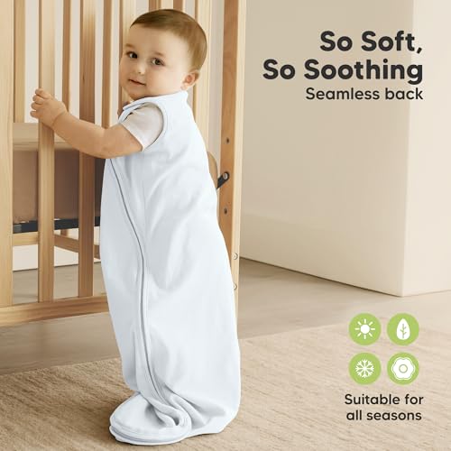 Image of 2-Pack Organic Baby Sleep Sacks, 100% Cotton 0.5TOG (Glacier, 6-18M) | Soft Breathable, Baby Wearable Blanket, Toddler Sleeping Sack 6-18 Months, Easy to Wear Transitional Swaddles for Newborns