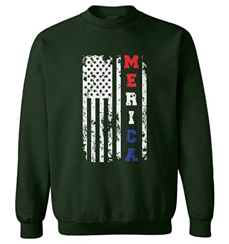 Tcombo Merica USA Flag - 4th of July America Toddler Fleece Crewneck Sweater