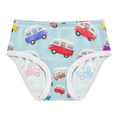 Toddler Girl Panties, Cute Cartoon Cars Blue Cotton Girls Underwear, 2–8 Years