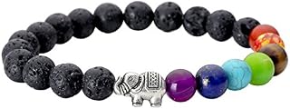Jovivi 7 Chakra Amethyst Stone Yoga Balancing Reiki Healing Elephant Lucky Charm Bracelet Women Jewellery