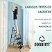 OOSOFITT 5-Step Folding Ladder, Heavy Duty Ladders for Home & Kitchen, Folding Ladder Easy to Store, Tall Ladder for Adults, Anti-Slip & Space-Saving Step Ladder, 330 Lbs Capacity