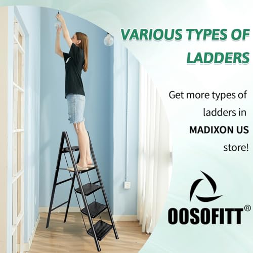 OOSOFITT 5-Step Folding Ladder for Home Use, Heavy-Duty Step Ladder with Anti-Slip Wide Steps, Portable Foldable Ladder, 330 lbs Load Capacity by oosofitt - Image 7