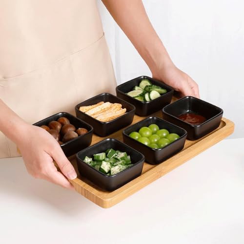 Miniatura 7 de Stoucla 12 Cuencos Cuadrados Para Salsas, Cuencos Para Salsas, Cuencos De Postre Para Aperitivos, Sushi, Salsas De Soja, Especias, Guarniciones, Frutas Y Aperitivos Negro