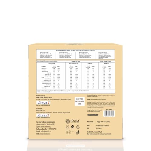 Image of Bevzilla Everyday Protein Instant Coffee Powder Sachets|40 GM(4x10g)| 5g Protein Each | Arabica Coffee | No Added Sugar | Hot & Cold Coffee Premix for Energy & Fitness