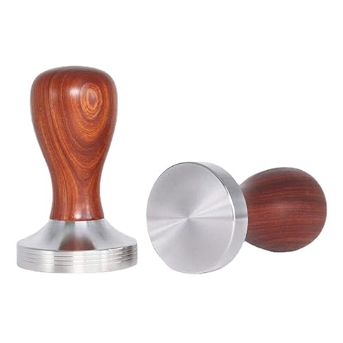 Luxuypon 49/51/58 mm Schleifer Holz Kaffee Tamper Pulver Presse Hammer Werkzeuge (flacher Boden, 49 mm)