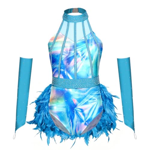Unitard danse latino paillettes enfant combinaison gymnastique lyrique manches iiniim