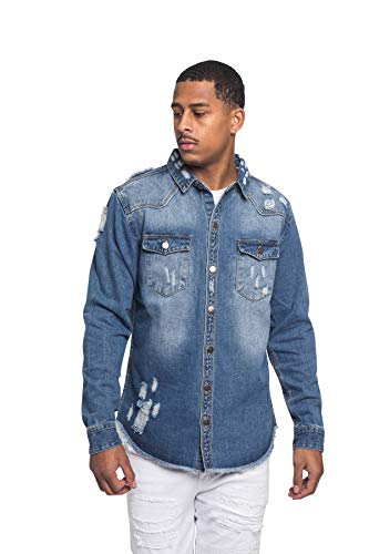 Image of VICTORIOUS Men's Distressed Denim Jacket