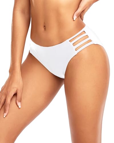 Image of Women Bikini Bottom Full Coverage Bathing Suit Bottoms Swimsuit Bottom | Low Waist Design, Side Strap Cutout, Full Rear Coverage, Secure Fit, Soft Breathable Fabric
