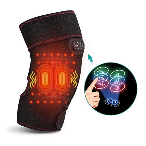 New Deal Heated Knee Brace Wrap with Vibration Massage, Knee Heating Pad Support for Knee Injury, Cramps Arthritis Recovery, Heat Knee Massager Brace for Muscles Pain Relief, Fits Men and Women