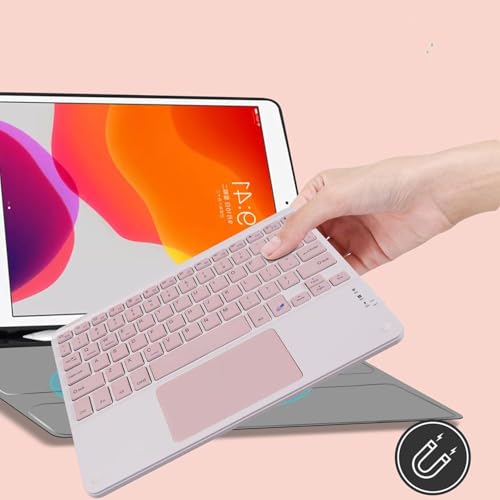 Image of Wireless Bluetooth Keyboard with Touchpad Rechargeable Slim Lightweight Like Air Multi-Device Portable for Tablet, Laptop, Smart TV, PC, Pink BTW-TOUCH42