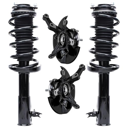 Image of Detroit Axle - Front Loaded knuckle Kit for 2006 2007 2008 2009 2010 2011 Honda Civic, 2 Steering Knuckles & Wheel Hub Bearings Assembly 2 Struts Coil Spring Replacement Suspension