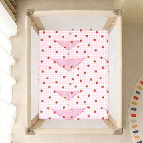 Parure de lit bébé en coton motif fraise doux et extensible - 8
