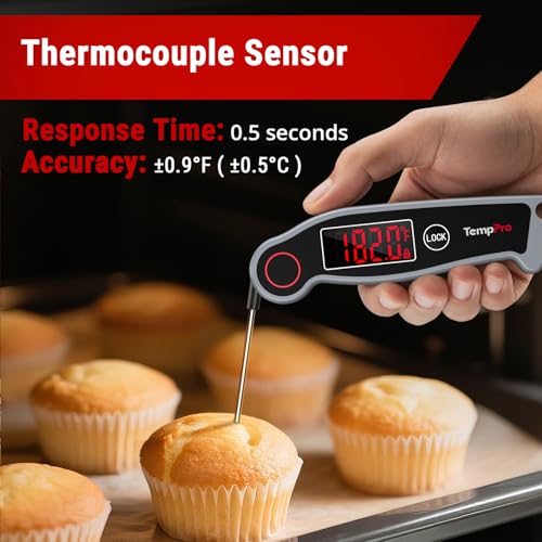 Image of TempPro TP19 Waterproof Digital Meat Thermometer for Grilling with Ambidextrous Backlit & Thermocouple Instant Read Kitchen Cooking Food Thermometer for Candy Water Grill Smoker (Previously ThermoPro)