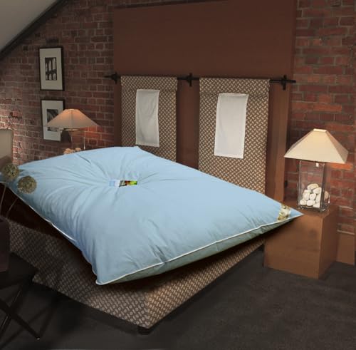 Ballonbett blau in 135x200 cm mit 3000 Gramm Füllung aus weißen neuen Gänsefedern (100% Federn) Klasse 1, Wärmebereich 3 - warm Federbett Winterdecke Made in Germany