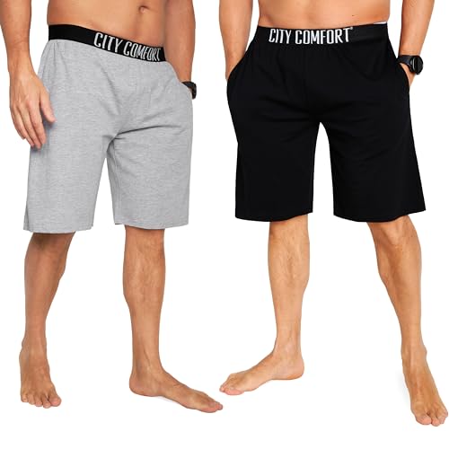 Mens Pyjama Shorts - Comfy Lounge Shorts with Pockets Pack of 2