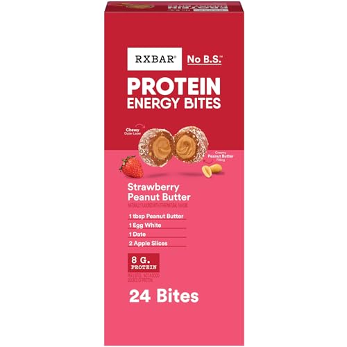 Image of RXBAR Protein Energy Bites, Gluten Free Protein Balls, Strawberry Peanut Butter, 21.1oz Box (24 Bites)
