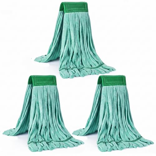 Image of Matthew Cleaning Microfiber Tube Mop(Large,Green,3Pack) Heavy Duty Mop Head Replacement,Excellent Absorbency,Premium launderability,Reusable,Loop end for Home,Commercial&Industrial Use