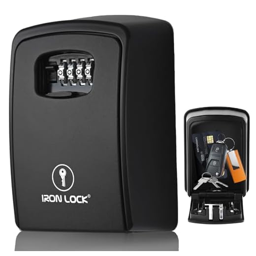 Iron Lock® XXL Wall Mount Key Lock Box for Keys 4 Digit Combination with Resettable Code with A B Switch Extra Large lockbox Indoor Outdoor Waterproof Big Key Lock Box House Spare Keys (XXL, Black)