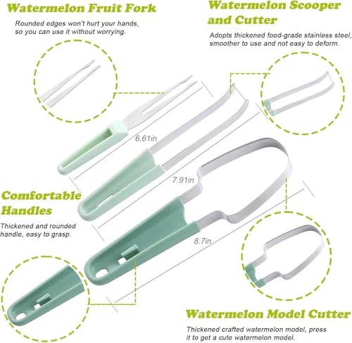 Oleex 3 in 1 Watermelon Cutter Slicer Tool, Stainless Steel Watermelon Popsicle, Fork Slicer Cutter multifunctional, Portable Watermelon Knife Fruit Cutter for Camping Kitchen Gadgets - Thumbnail 2