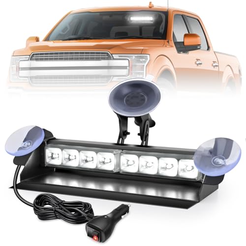 Image of Nilight 8LED White Traffic Advisor Strobe Light Bar Hazard Safety