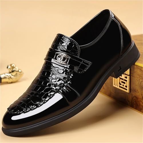 Men's Genuine Leather Slip On Loafers Shiny Dress Shoes for Business Casual Comfortable British Style Oxfords4