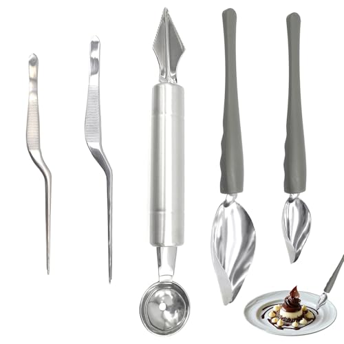 5 Pcs Stainless Steel Pointed Sauce Drawing Spoons,Drizzle Decorating Cooking Decorative Spoons Culinary Precision Drawing, for Decorating Plates Cake and Dessert