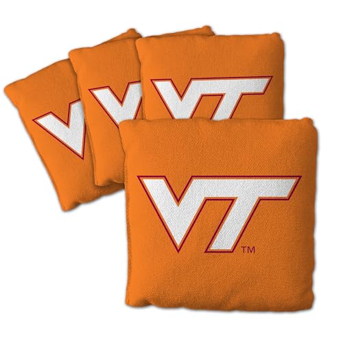 YouTheFan Officially-Licensed NCAA Virginia Tech Hokies Set of 4 Cornhole Bags - All Weather Regulation 6” x 6” Size - 16oz Weight - Designed in USA