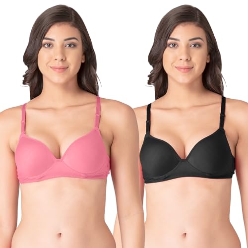 Image of Komli - Heavily Padded Push-Up Bra - Cotton Rich - Balconette - 3 /4th Coverage, Seamless, Wireless, Multiway Straps - T-Shirt Bra