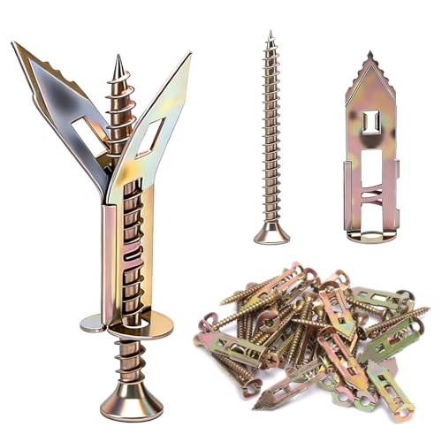 VOSSOT Kit de 20 vis pour plaques de plâtre – cheville avec vis 12 x 30 mm et 4 x 45 mm,cheville placo pour kit de montage pour cloisons sèches, meubles fixes, bricolage, fixation stable sans perçage