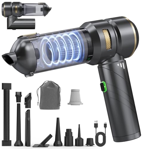Ytbocar Car Vacuum Portable Cordless, Foldable Handheld Vacuum with Brushless Motor, 22000PA High Power Mini Hand Vacuum Cleaner & Air Blower & Duster & Pump for Home, Pet, Office