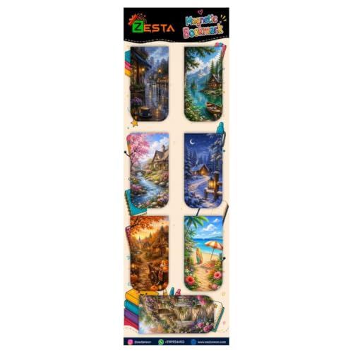 Image of Zesta Magnetic Bookmark | Aesthetic Book Mark for Reading | Cute Anime Bookmarks for Kids, Students | Book Accessories for Novels, Gifts for Readers (Seasons, Medium (9X2.5 Cms))