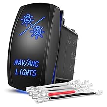 Nilight NAV/ANC Rocker Switch 7Pin Navigation Anchor Lights Toggle On Off DPDT Laser Etched 12V 24V Jumper Wires for ARB Carling NARVA Style Marine Boat Ship Vessel